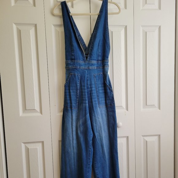 Dollhouse Pants & Jumpsuits Dollhouse Wide Leg Denim Jumpsuit